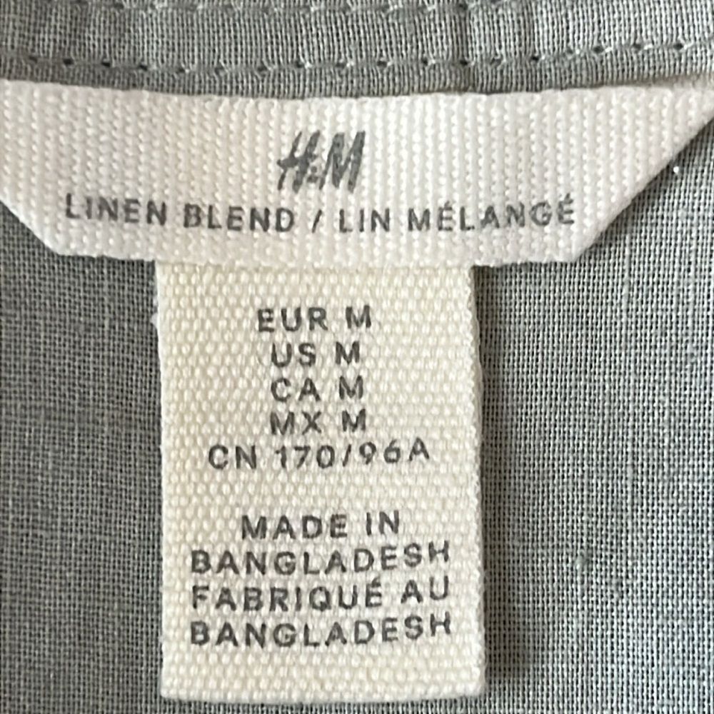 H&M Light Grey Linen/Cotton Blend V- Neck Oversized‎ Fit Top Size M - Picture 10 of 11